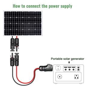 AYECEHI 10AWG 2 Pin Power Industrial Circular Connector to Solar Cable Adapter for Solar Panel Suitcase and More - 3.3ft/1m (10AWG)