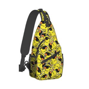 cartoon duck sling bag for women men,funny animal design crossbody shoulder bags casual sling backpack chest bag travel hiking daypack for outdoor