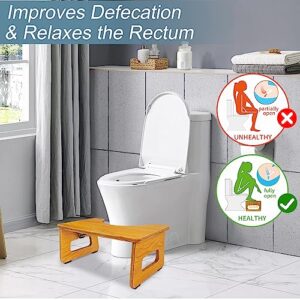 Toilet Stool for Adults, 7" Foldable Bathroom Toilet Poop Stool with Non-Slip Mat for Adults, Children, Original Simple Design Halloween Decorations Healthy Portable Adult Bathroom Toilet Stool, Wood