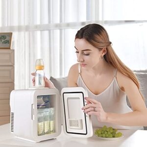 LZTET Mini Fridge for Bedroom - Car, Office Desk College Dorm Room - 12V Small Refrigerator for Food, Drinks, Skincare, Beauty Breast Milk (White)