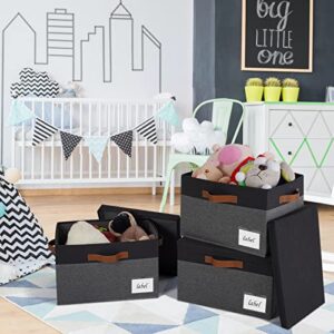 PFFVRP Storage Bins with Lids, Foldable Fabric Storage Boxes with Lids, Storage Baskets for Shelves with 3 Handles and Labels, Storage Basket with Lid for Home Bedroom Closet Office