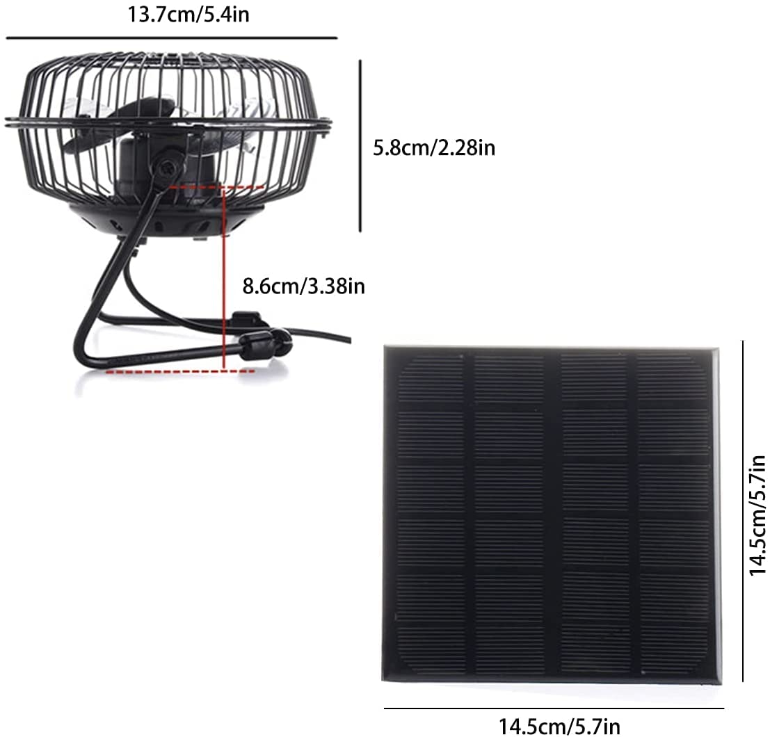 MarsPro Solar Panel Powered Fan Mini Exhaust Fan for Greenhouse Motorhome House Chicken House Outdoor Ventilation Equipment Ventilator for Pets