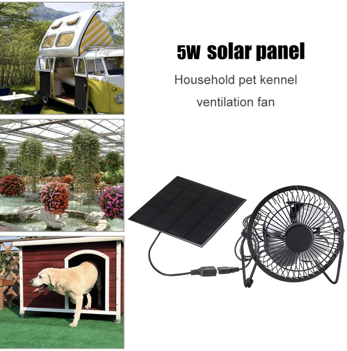 MarsPro Solar Panel Powered Fan Mini Exhaust Fan for Greenhouse Motorhome House Chicken House Outdoor Ventilation Equipment Ventilator for Pets