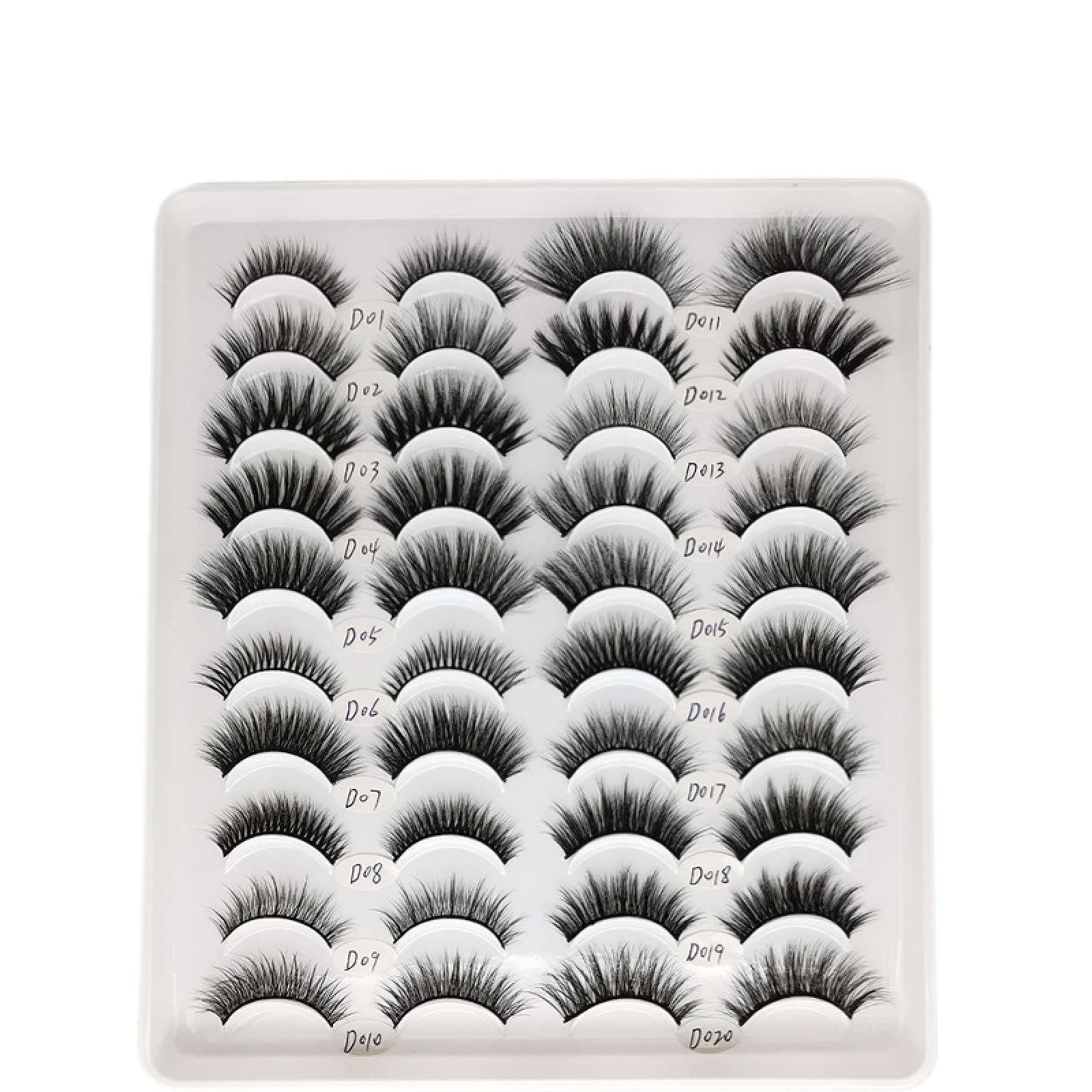 Hipeya 20 Pairs False Eyelashes 20 Styles Mixed Pack Cat Eye Fluffy Eyelashes Pack 3D Volume Multi Layers Insensibility Faux Mink Lashes Packs for Daily Party Show Drama