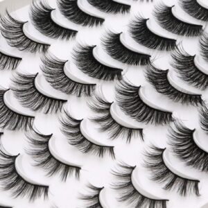 Hipeya 20 Pairs False Eyelashes 20 Styles Mixed Pack Cat Eye Fluffy Eyelashes Pack 3D Volume Multi Layers Insensibility Faux Mink Lashes Packs for Daily Party Show Drama