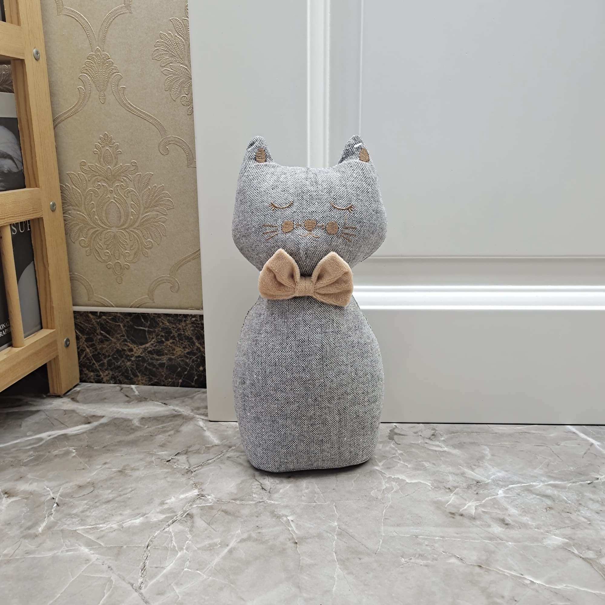 Interior Door Stopper Fabric Doorstops Decorative Cat (Simple Bow cat)