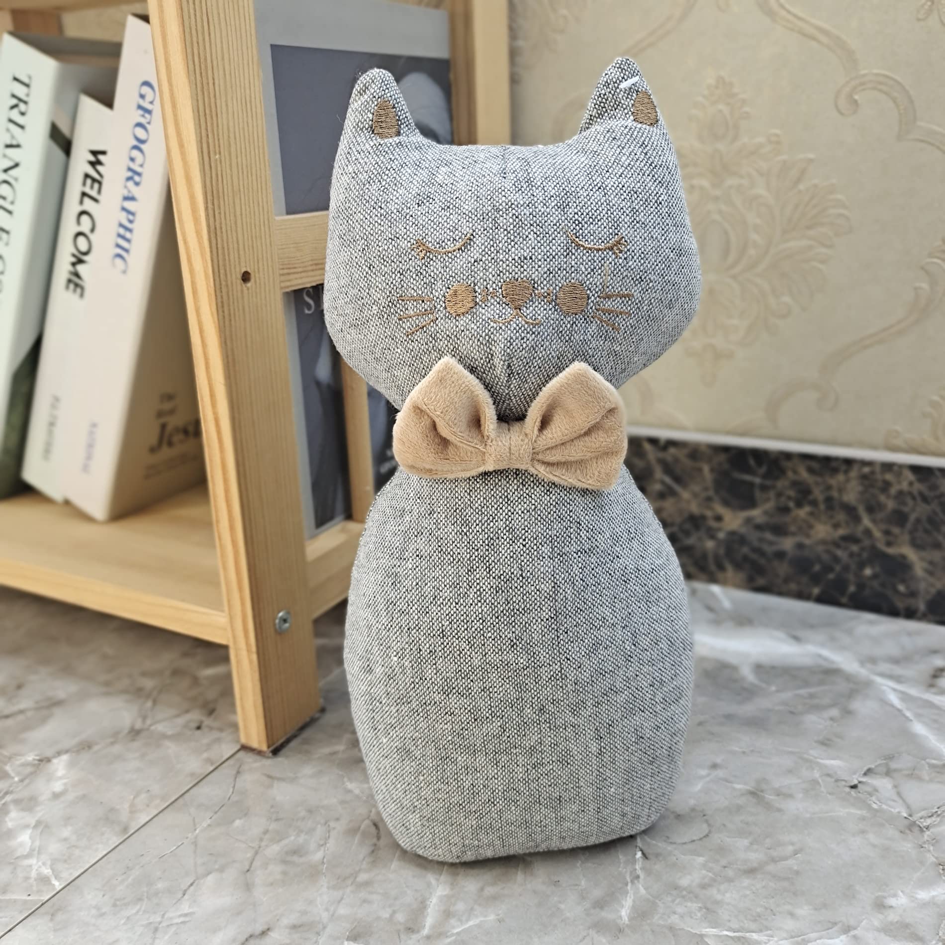 Interior Door Stopper Fabric Doorstops Decorative Cat (Simple Bow cat)