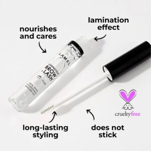 LAMEL Lamination Clear Brow and Lash Gel - Megafixing Setting Gel - Clear Eyebrow Gel - Waterproof & Sweat-Proof Mascara - Styling for Feathered & Fluffy Brows Makeup - 401-6ml / 0.2oz.