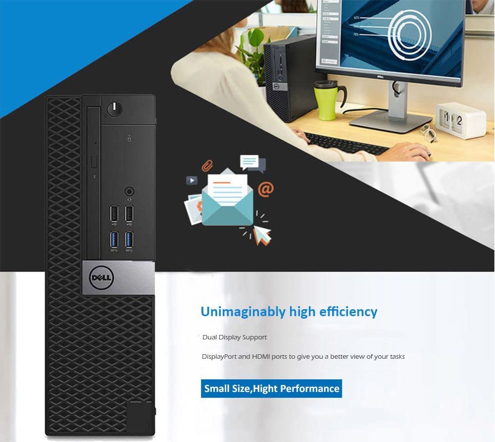 Dell OptiPlex 3040 SFF Desktop Computer Intel Quad Core i7-6700 3.4GHz up to 4.0GHz 16GB New 1TB SSD Built-in WiFi & Bluetooth HDMI Dual Monitor Support Wireless Keyboard & Mouse Win10 Pro (Renewed)