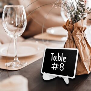 30 Pack Mini Chalkboard Sign for Food, Wedding Buffet, Brunch Party, Catering Supplies Display, Table Number, Place Card, Event Decorations, Wooden Small White Framed with Easel Stand and Marker Pen