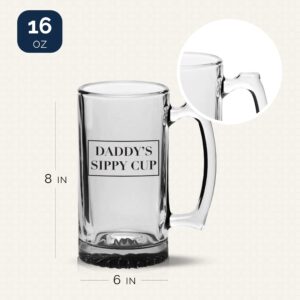 Your Dream Party Shop Daddy's Sippy Cup Beer Glass - 16oz Beer Mug - Funny New Dad Gifts For Men - Ideal Gifts For New Dad or Dad to Be Gifts - 1st Time Dad Gifts for Expecting Dad's - Handle