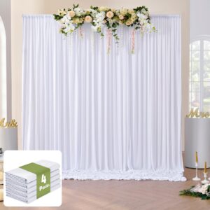 20 ft x 10 ft wrinkle free white backdrop curtain panels, polyester photography backdrop drapes, wedding party home decoration supplies