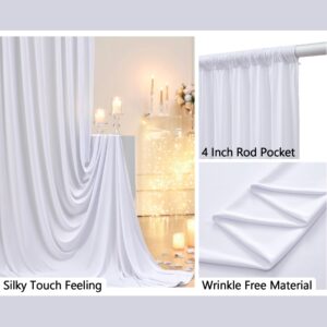 20 ft x 10 ft Wrinkle Free White Backdrop Curtain Panels, Polyester Photography Backdrop Drapes, Wedding Party Home Decoration Supplies