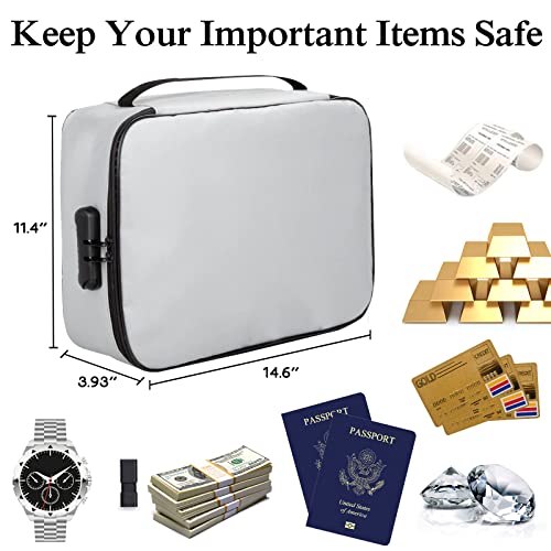 Upusa Fireproof Document Box,Fireproof Document Bag with Lock,3-Layer Important Document Organizer,Fire Proof/Waterproof Safe Bag for Money,Paperwork and Laptop,Travel Home Document Organizer