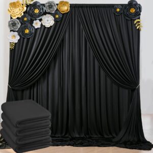 20ft x 10ft wrinkle free black backdrop curtains for parties, polyester photo backdrop drapes 4 panels 5x10ft for wedding graduation birthday party photography background