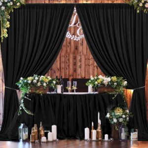 20ft x 10ft Wrinkle Free Black Backdrop Curtains for Parties, Polyester Photo Backdrop Drapes 4 Panels 5x10ft for Wedding Graduation Birthday Party Photography Background