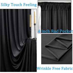 20ft x 10ft Wrinkle Free Black Backdrop Curtains for Parties, Polyester Photo Backdrop Drapes 4 Panels 5x10ft for Wedding Graduation Birthday Party Photography Background