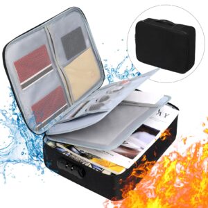 Upusa Fireproof Document Box,Fireproof Document Bag with Lock,3-Layer Important Document Organizer,Fire Proof/Waterproof Safe Bag for Money,Paperwork and Laptop,Travel Home Document Organizer