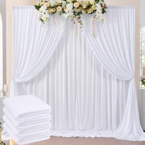 20ft x 10ft wrinkle free white backdrop curtains for parties, polyester photo backdrop drapes 4 panels 5x10ft for wedding graduation birthday party photography background