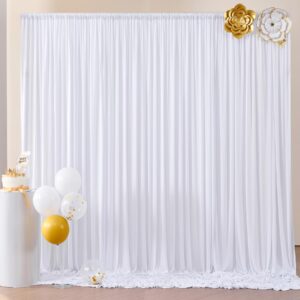 20ft x 10ft Wrinkle Free White Backdrop Curtains for Parties, Polyester Photo Backdrop Drapes 4 Panels 5x10ft for Wedding Graduation Birthday Party Photography Background