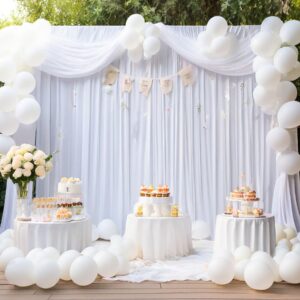 20ft x 10ft Wrinkle Free White Backdrop Curtains for Parties, Polyester Photo Backdrop Drapes 4 Panels 5x10ft for Wedding Graduation Birthday Party Photography Background