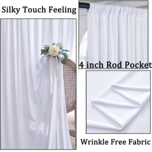 20ft x 10ft Wrinkle Free White Backdrop Curtains for Parties, Polyester Photo Backdrop Drapes 4 Panels 5x10ft for Wedding Graduation Birthday Party Photography Background