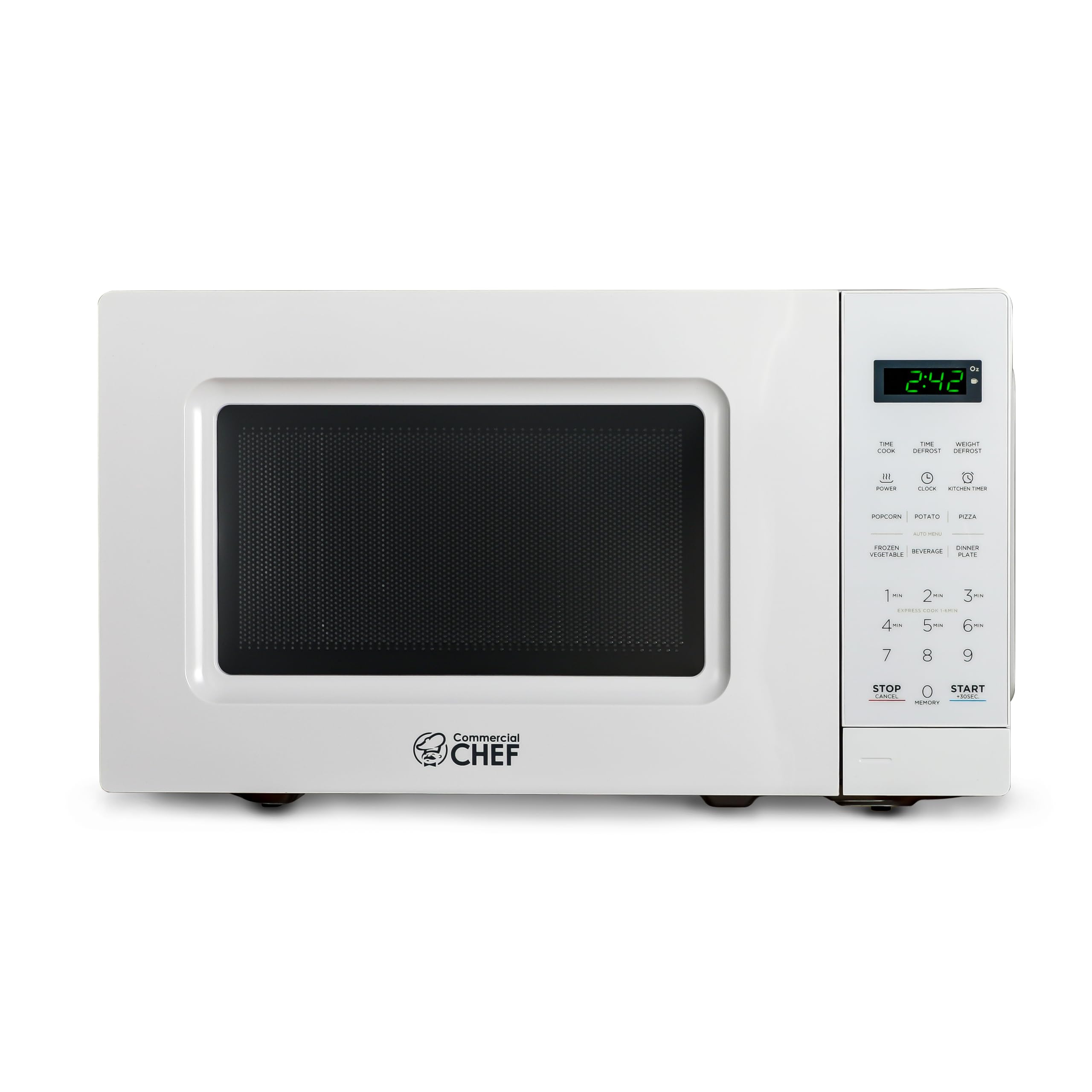 COMMERCIAL CHEF 0.7 Cu Ft Microwave with 10 Power Levels, 700W Microwave with Digital Display, Countertop Microwave with Child Safety Door Lock, Programmable with Push Button, White