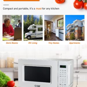 COMMERCIAL CHEF 0.7 Cu Ft Microwave with 10 Power Levels, 700W Microwave with Digital Display, Countertop Microwave with Child Safety Door Lock, Programmable with Push Button, White