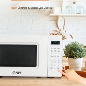 COMMERCIAL CHEF 0.7 Cu Ft Microwave with 10 Power Levels, 700W Microwave with Digital Display, Countertop Microwave with Child Safety Door Lock, Programmable with Push Button, White