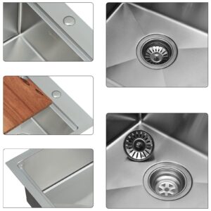 EcoChannels Kitchen Sink, 17 x 19 Inch Drop-in Bar Sink Stainless Steel Topmount Kitchen Sink Single Bowl Workstation Sink