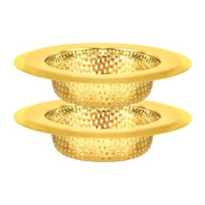 snailhouse kitchen sink strainers, 2 pack stainless steel mesh sink drain basket food catcher, large wide rim of 4.5 inches diameter, gold