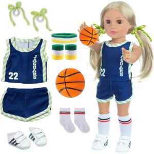 18 inch doll clothes and accessories - basketball clothes sports set designed for 18 inch girl doll include doll clothes, hair bands, bracers, shoes, socks and basketball