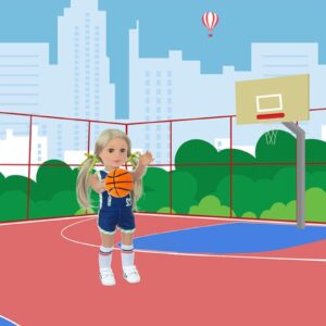 18 Inch Doll Clothes and Accessories - Basketball Clothes Sports Set Designed for 18 Inch Girl Doll Include Doll Clothes, Hair Bands, Bracers, Shoes, Socks and Basketball