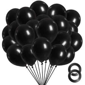 fotiomrg black balloons 12 inch, 100 pack black latex balloons for birthday graduation baby shower father's day party decorations