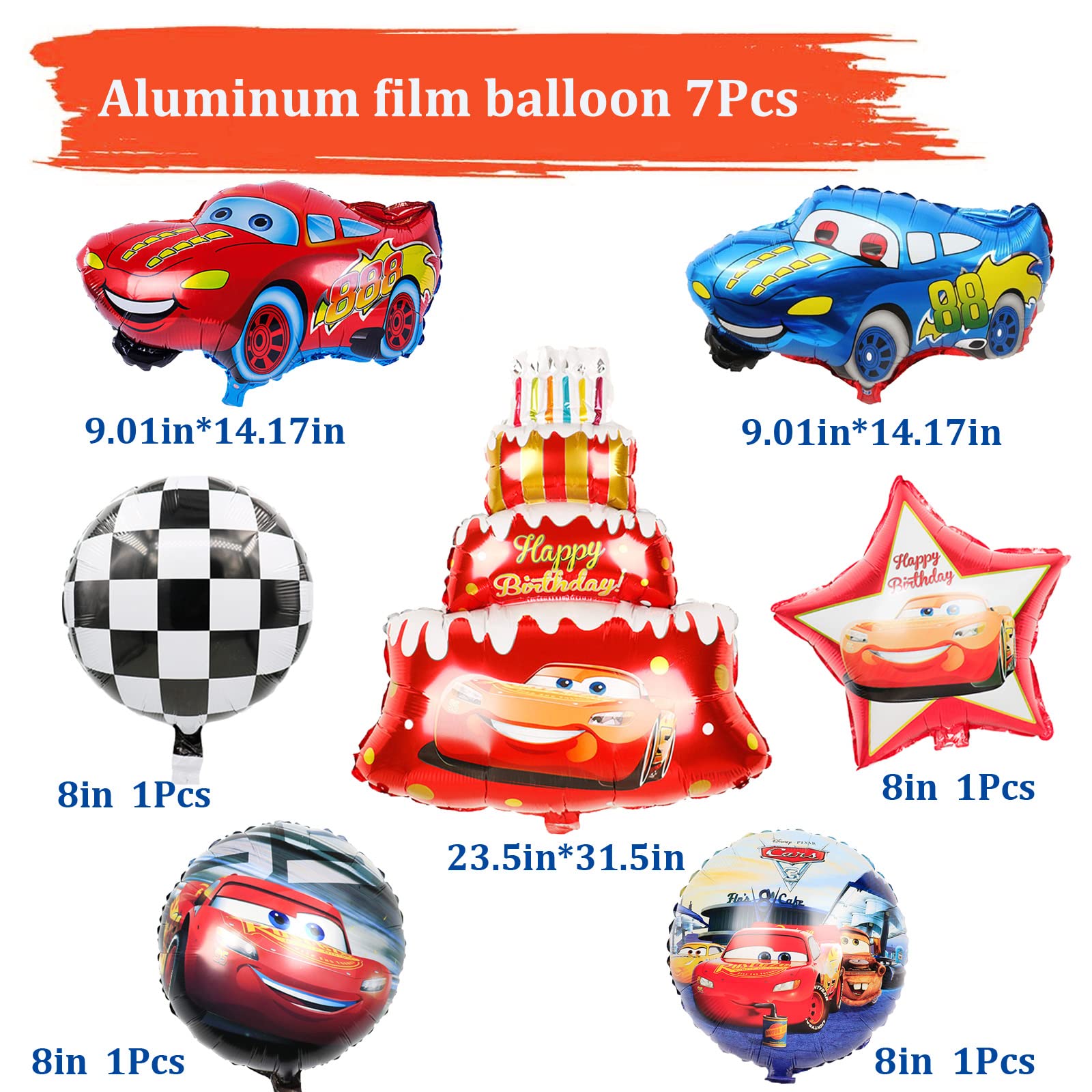 Lnkdeya Cars Race Birthday Party Decoration -87Pcs Racing Cars Foil Balloons Birthday Supplies