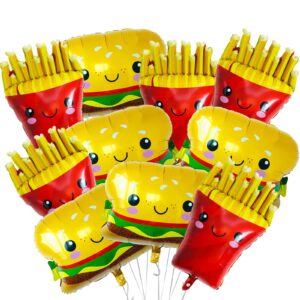 10pcs french fries balloons hamburg balloons food birthday foil balloons for birthday fast food snacks themed party decorations supplies