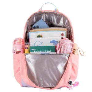 LISINUO Kids Backpacks for Girls Backpack School Bookbag for Teenage Cute Book Bag Send Pendant (Pink)