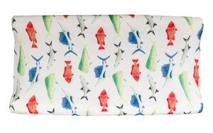 fish fitted changing pad cover, made from viscose from bamboo and spandex material, fits standard changing pad, by florida kid co.