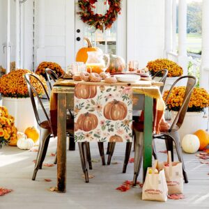 Sambosk Fall Pumpkin Table Runner, Autumn Thanksgiving Floral Table Runners for Kitchen Dining Coffee or Indoor and Outdoor Home Parties Decor 13 x 72 Inches SK095