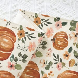 Sambosk Fall Pumpkin Table Runner, Autumn Thanksgiving Floral Table Runners for Kitchen Dining Coffee or Indoor and Outdoor Home Parties Decor 13 x 72 Inches SK095