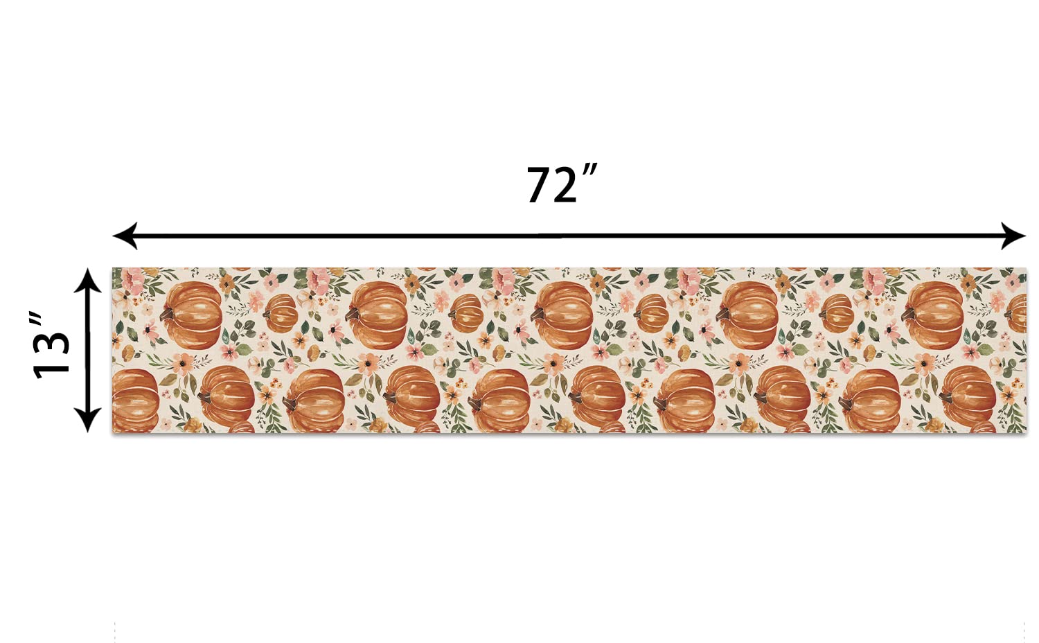 Sambosk Fall Pumpkin Table Runner, Autumn Thanksgiving Floral Table Runners for Kitchen Dining Coffee or Indoor and Outdoor Home Parties Decor 13 x 72 Inches SK095