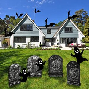 Hotop Halloween Tombstone Metal Stakes Foam Graveyard T Shape Decorative Gravestone for Yard Lawn Outdoor Garden Decorations(36 Pack), Black and Silver, approx. 6.5 x 3 inches (Stakes-IGBI95)