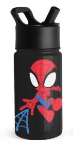 simple modern spiderman kids water bottle with straw lid | marvel insulated stainless steel reusable tumbler gifts for school, toddlers, boys | summit collection | 14oz, spidey kid