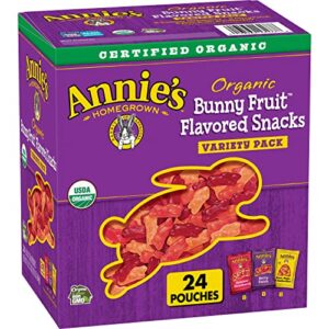 annie's organic bunny fruit snacks, gluten free, variety pack, 24 pouches