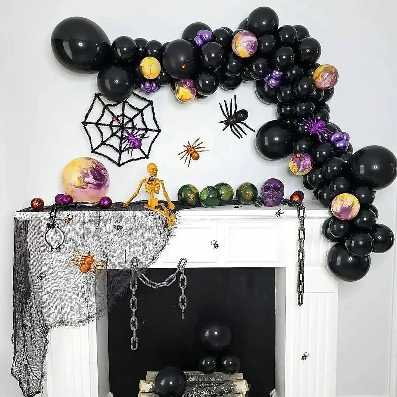 125pcs Black Balloon Garland Kit, 18/12/10/5 inch Black Latex Balloons Different Sizes Pack for Birthday Halloween Graduation Baby Shower Father's Day Party Decorations