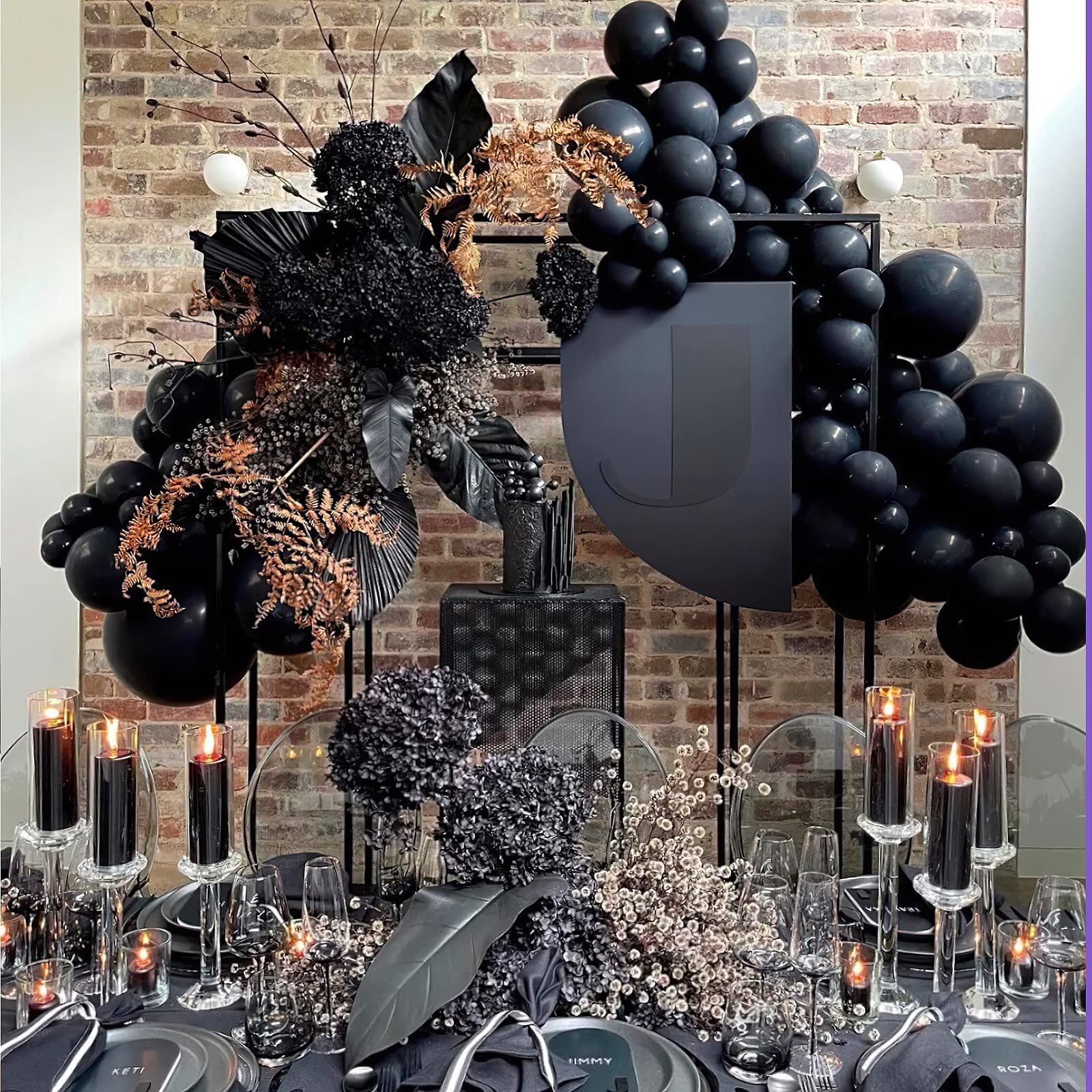 125pcs Black Balloon Garland Kit, 18/12/10/5 inch Black Latex Balloons Different Sizes Pack for Birthday Halloween Graduation Baby Shower Father's Day Party Decorations