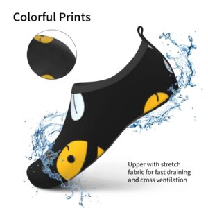 AMRANDOM Women Swim Shoes Beach Shoes Men Animated Bee Black Non-Slip Quick Dry Aqua Socks for Adults Pool Socks Sand Socks for Beach Essentials Volleyball