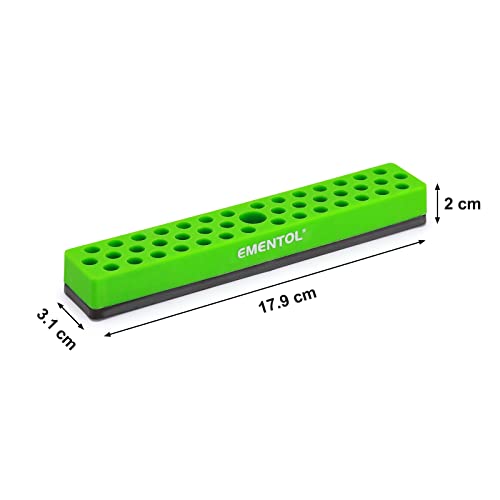 EMENTOL 1/4" Magnetic Bits Holder - Green, 43PCS Hole, Bit Organizer with Strong Magnetic, Magnetic Bits Organizer