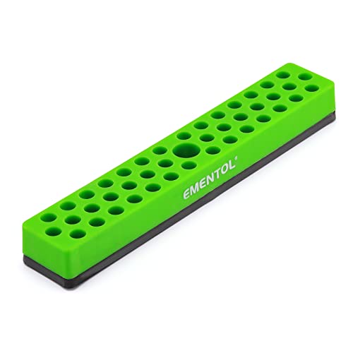 EMENTOL 1/4" Magnetic Bits Holder - Green, 43PCS Hole, Bit Organizer with Strong Magnetic, Magnetic Bits Organizer