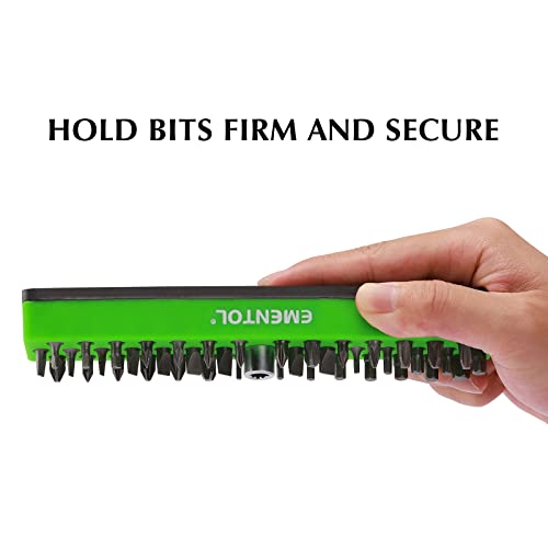 EMENTOL 1/4" Magnetic Bits Holder - Green, 43PCS Hole, Bit Organizer with Strong Magnetic, Magnetic Bits Organizer